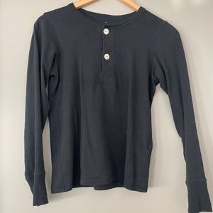 Everlane recycled cotton black Henley top size XS